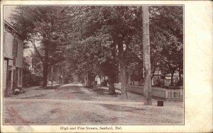 Seaford Delaware DE High & Pine Streets c1910 Postcard