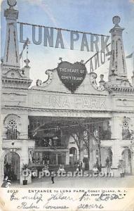 Entrance to Luna Park Coney Island, NY, USA Amusement Park 1905 glitter on card