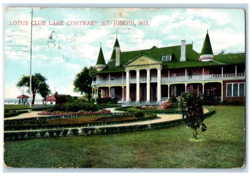 1908 Lake Contrary Lotus Club Exterior Building St. Joseph Missouri MO Postcard