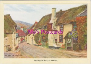 Somerset Postcard - Porlock, The Ship Inn, Artist A.R.Quinton (Repro) RR20453