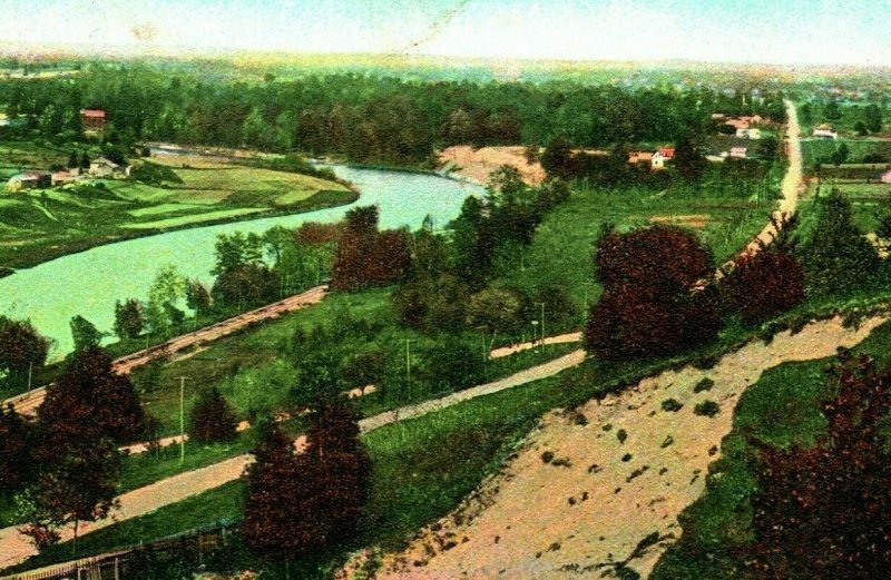 Vtg Postcard 1906 River Thames and Pipe Line Road London, Ontario Canada
