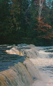 Vintage Postcard Lower Tahquamehon Falls Near Paradise Attraction Upper Michigan