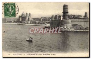 Old Postcard Marseille The Cathedral and Fort St. John