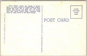 Columbus Ohio OH, Civic Center Group Buildings, Scioto River, Vintage Postcard