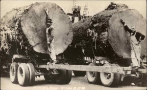 Oregon Logging Loggers Timber on Trailer Real Photo Vintage Postcard