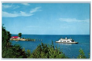 M.V Adirondack Ferry Ship Leaving Port Kent Burlington Vermont VT Postcard