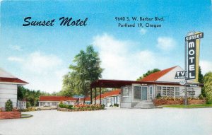 Postcard 1956 Oregon Portland Sunset Motel occupational Hansen OR24-3295