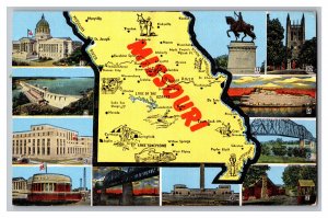 Postcard MO Missouri Map Card Multi View 