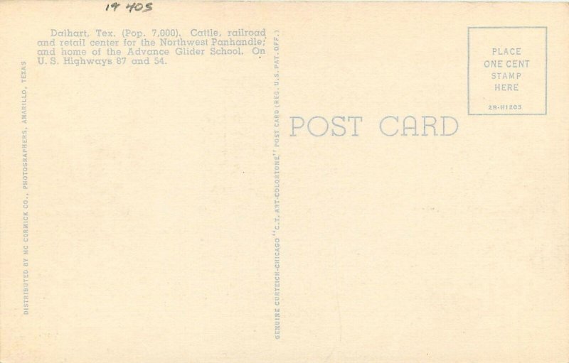 Postcard Texas Dalhart De Soto Hotel occupation McCormick Teich 23-9331
