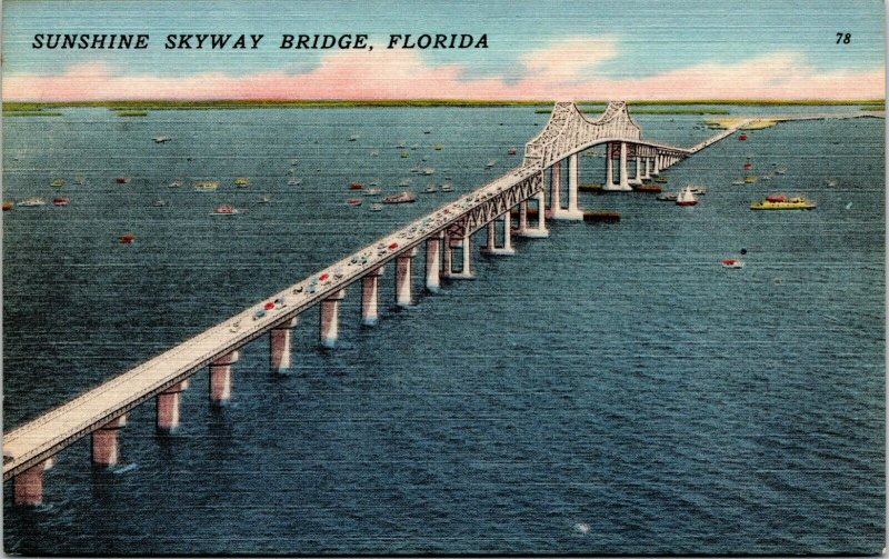 postcard Florida bridges - Sunshine Skyway Bridge