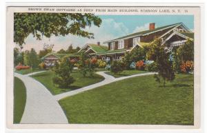 Brown Swan Cottages Schroon Lake Adirondacks New York 1920s postcard