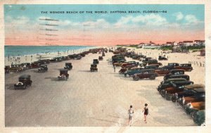 Vintage Postcard 1935 The Wonder Beach Of The World Daytona Beach Florida FL