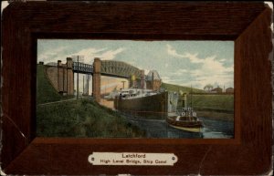 GEL Postcard LATCHFORD CHESHIRE High Level Bridge Ship Canal FRAME BORDER