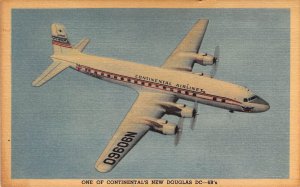 Continental's New Douglas DC-6B, Advertising Commercial Air, Old Post Card