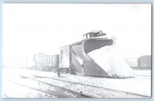 Cedar Rapids Iowa IA Postcard RPPC Photo Snow Plow Train 1949 Vintage Posted