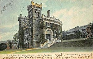 BETHLEHEM  PA~LEHIGH UNIVERSITY STONE LIBRARY~05 ROTOGRAPH TINTED PHOTO POSTCARD