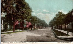 1909 Looking East on Walnut Street Kokomo IN Postcard