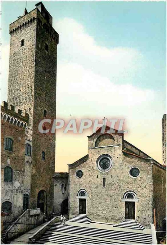 Postcard Modern S Gimignano (Siena) Dome Square and Town Hall