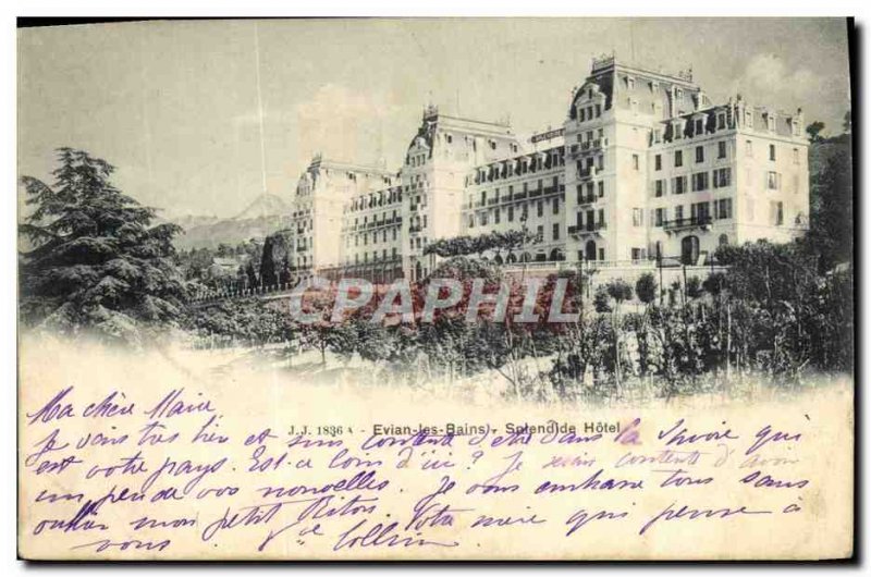 Old Postcard Evian Les Bains Splendid Hotel