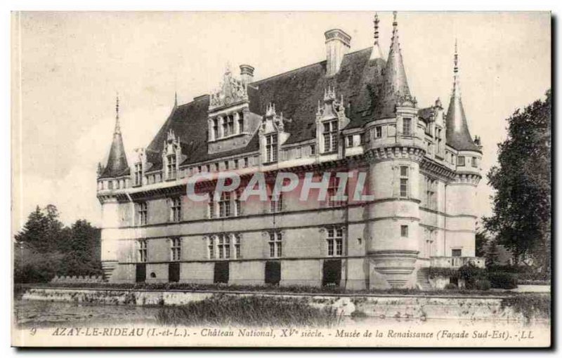 Azay le Rideau Old Postcard Chaetau National Renaissance Museum