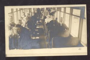 RPPC KANSAS CITY SOUTHERN RAILROAD TRAIN CAR INTERIOR REAL PHOTO POSTCARD MO.