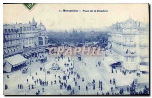 Old Postcard Montpellier Place de la Comedie
