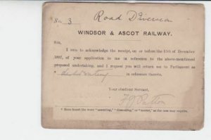 windsor and ascot railway  ascot cancel 1898 victorian receipt card ref r19664 