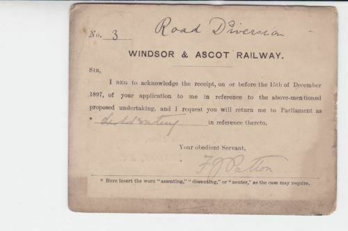 windsor and ascot railway  ascot cancel 1898 victorian receipt card ref r19664 