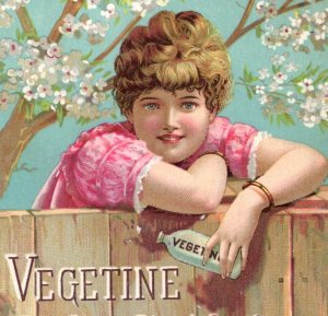 1880s Vegetine Cure-All Quack Medicine Lovely Lady & Bottle Blossoms F145