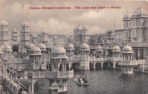 LONDON 1908 FRANCO BRITISH EXHIBITION LAKE& COURT OF HONOR~SWAN BOAT POSTCARD