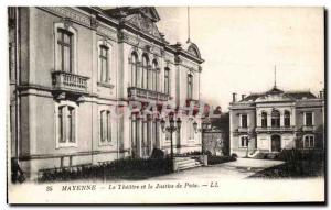 Old Postcard Mayenne The Theater and Justice of Peace