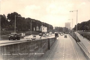 Lot 44 rotterdam  maastunnel vanaf westzeedjik car truck netherlands real photo