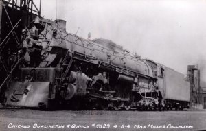 RPPC Real Photo Chicago, Burlington & Quincy Railroad Postcard - Locomotive 5629