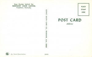 Vintage Postcard Rose Garden Behind Kentucky State Capitol Frankfort Kentucky KY