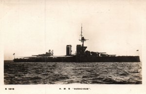 Postcard RPPC Royal Navy Battleship HMS Audacious c1910s