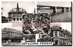 Postcard Old Levallois Perret Hotel De Ville Le Pont Le Square Post office