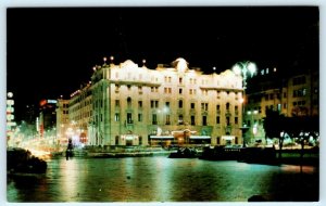 LIMA, PERU ~ Plaza San Martin GRAN HOTEL BOLIVAR at Night  4x6 Postcard