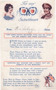 Love Letter From WW1 Soldier Sweetheart Camp Military Postcard