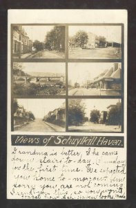 RPPC SCHUYLKILL HAVEN PENNSYLVANIA RAILROAD DEPOT MULTI VIEW POSTCARD