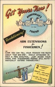 Advertising Spoof Comic Fisherman's Arms Linen Postcard