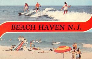 Beach Haven New Jersey Surfing Multiview Vintage Postcard K103045