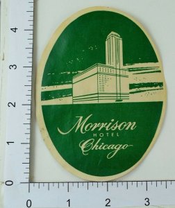 Poster Stamp Luggage Label Vintage Morrison Hotel Chicago E5