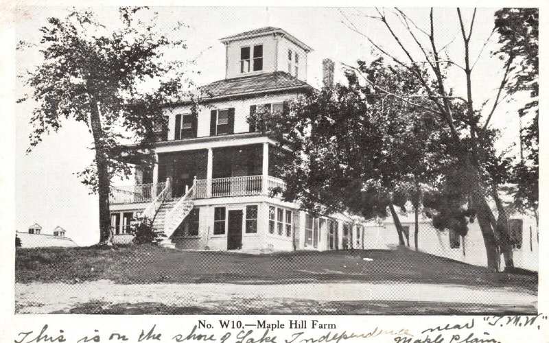 Vintage Postcard 1911 Maple Hill Farm House Building Lake Independence Shore MO