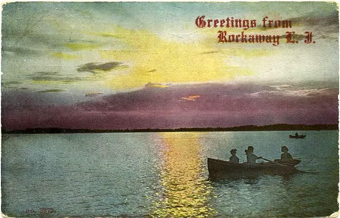 Greetings from Rockaway -  Long Island, New York - pm 1912 - Rowboat