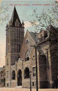 Newport News Virginia First Baptist Church Antique Postcard J71832