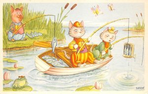 Cat Fishing Fish Unused 