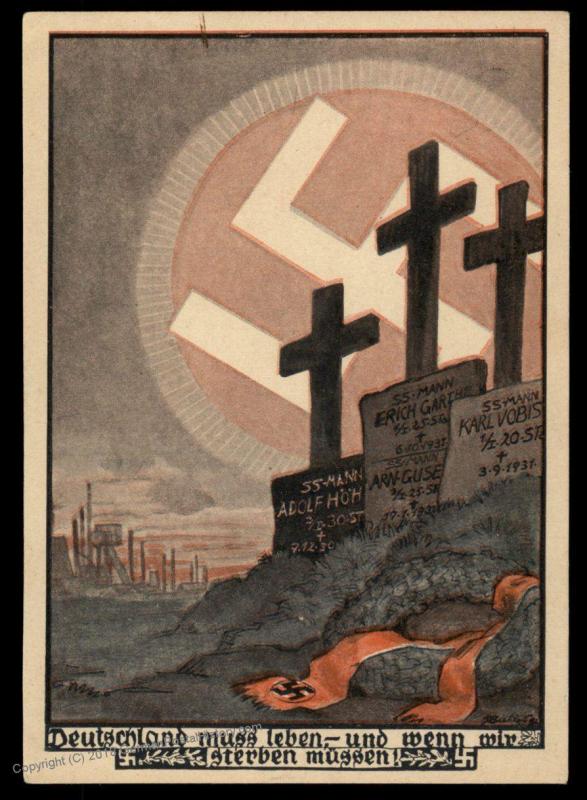 3rd Reich 1932 Duesseldorf SS Graves Werbekarte 4 Advertising Card 90995