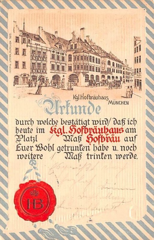 Kgl Hofbrauhaus Munchen Germany Postal Used Unknown 