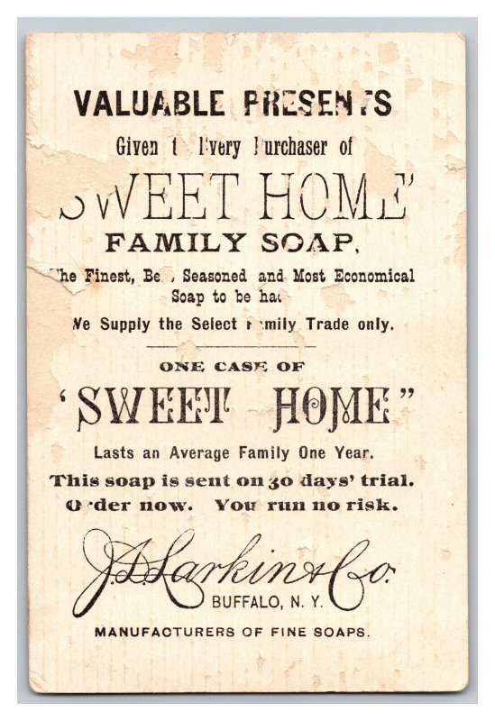 Grover Cleveland J.D. Larkin Sweet Home Soap Victorian Advertising Trade Card 