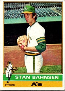 1976 Topps Baseball Card Stan Bahnsen Oakland Athletics sk13375